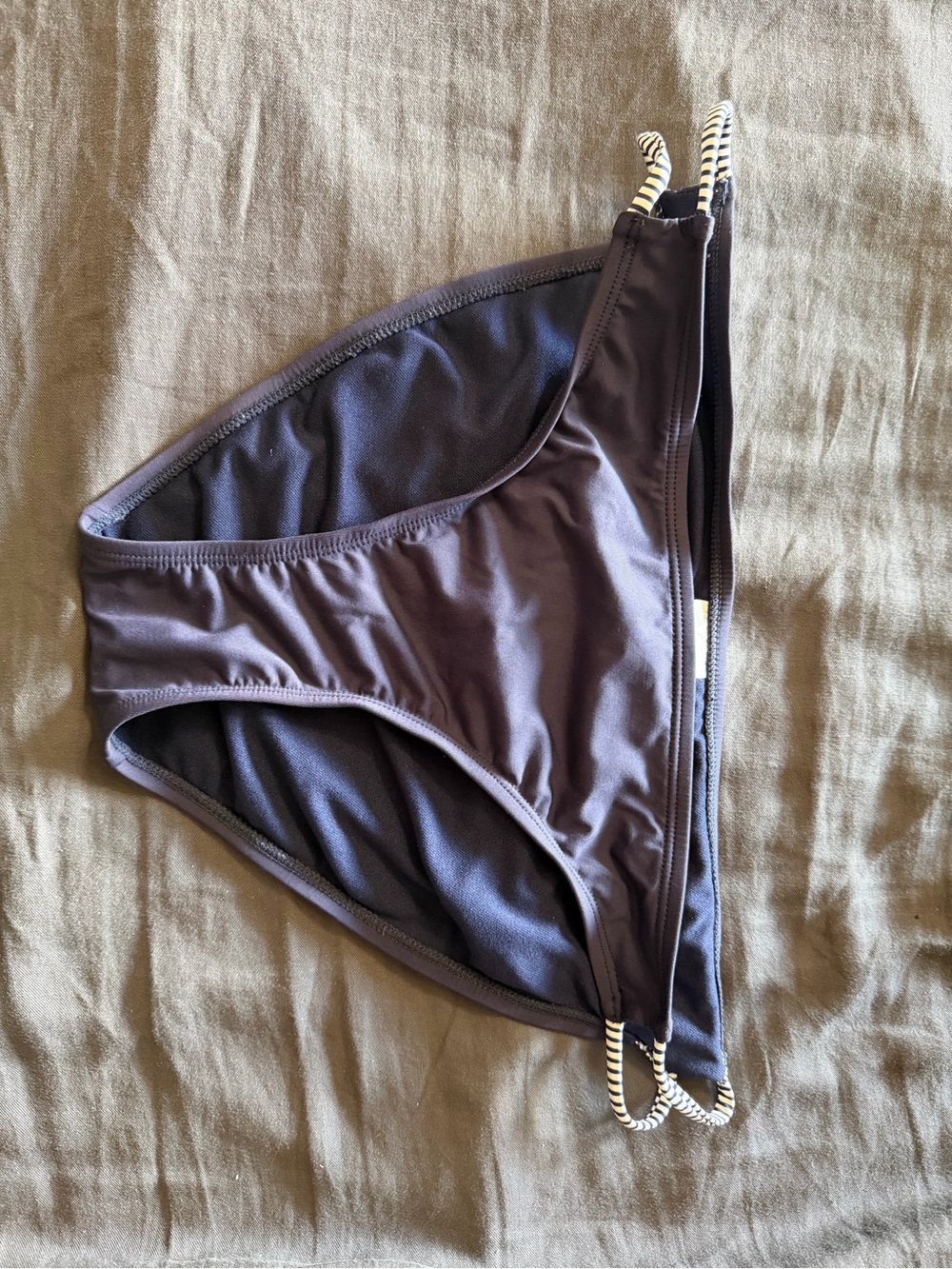 Xhilaration Charcoal navy Bikini Bottom with Striped Side Ties